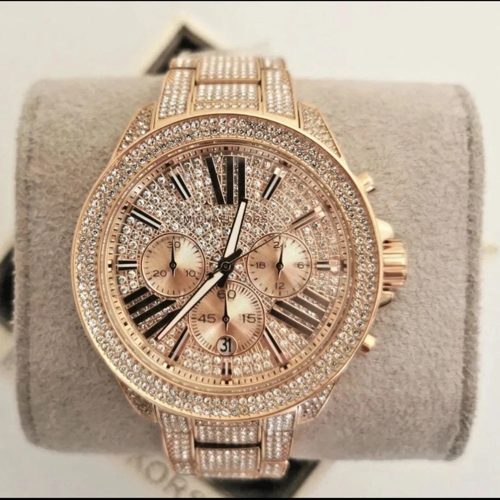 Michael Kors MK6452 Wren Rose Gold Pave Glitz StainlessSteel Women's Wrist Watch